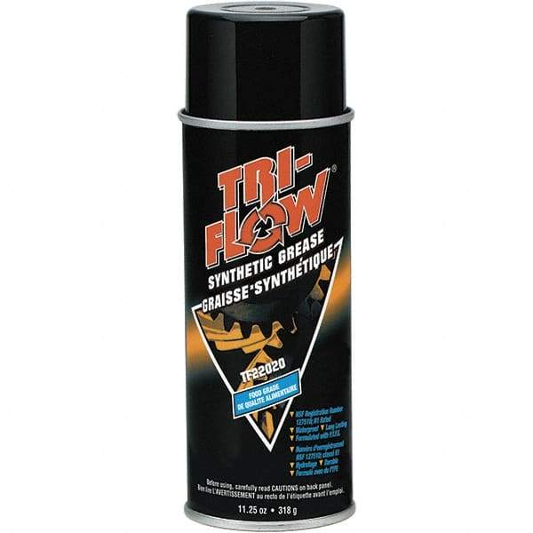 Tri-Flow - 11.25 oz Aerosol Synthetic High Temperature Grease - Translucent White, Food Grade & High Temperature, 400°F Max Temp, - USA Tool & Supply