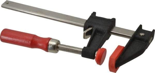 Bessey - 6" Capacity, 2-1/2" Throat Depth Cast Iron Bar Clamp - 600 Lb Clamping Pressure, 10" OAL - USA Tool & Supply