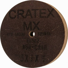 Cratex - 3" Diam x 1/4" Hole x 1/2" Thick, 54 Grit Surface Grinding Wheel - Aluminum Oxide, Type 1, Coarse Grade, 18,080 Max RPM, No Recess - USA Tool & Supply