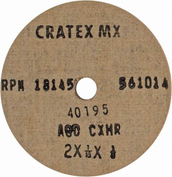 Cratex - 2" Diam x 1/4" Hole x 1/16" Thick, 80 Grit Surface Grinding Wheel - Aluminum Oxide, Type 1, Medium Grade, 18,145 Max RPM, No Recess - USA Tool & Supply