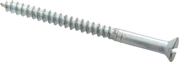 Value Collection - #4, 1-1/2" OAL, Slotted Drive, Flat Head Wood Screw - Zinc Plated Steel, Grade 2 - USA Tool & Supply