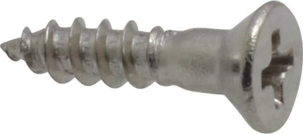 Value Collection - #4, 1/2" OAL, Phillips Drive, Flat Head Wood Screw - Stainless Steel, Grade 18-8 - USA Tool & Supply