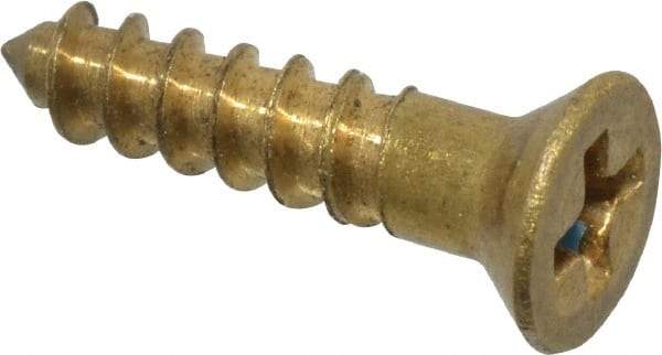 Value Collection - #4, 1/2" OAL, Phillips Drive, Flat Head Wood Screw - ASME B18.6.1, Brass - USA Tool & Supply