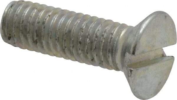 Value Collection - M6x1.00, 20mm OAL Slotted Drive Machine Screw - Flat Head, Grade 4.8 Steel, Zinc-Plated Finish, Without Washer - USA Tool & Supply