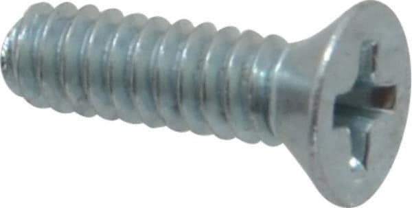 Value Collection - #4-40 UNC, 3/8" OAL Phillips Drive Machine Screw - Flat Head, Grade 2 Steel, Zinc-Plated Finish, Without Washer - USA Tool & Supply
