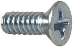 Value Collection - #6-32 UNC, 3/8" OAL Phillips Drive Machine Screw - Flat Head, Grade 2 Steel, Zinc-Plated Finish, Without Washer - USA Tool & Supply