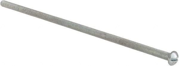 Value Collection - #10-32 UNF, 6" Length Under Head Slotted Drive Machine Screw - Round Head, Grade J82 Steel, Zinc-Plated Finish, Without Washer - USA Tool & Supply