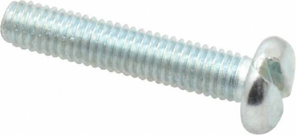 Value Collection - #10-32 UNF, 1" Length Under Head Slotted Drive Machine Screw - Pan Head, Grade J82 Steel, Zinc-Plated Finish, Without Washer - USA Tool & Supply
