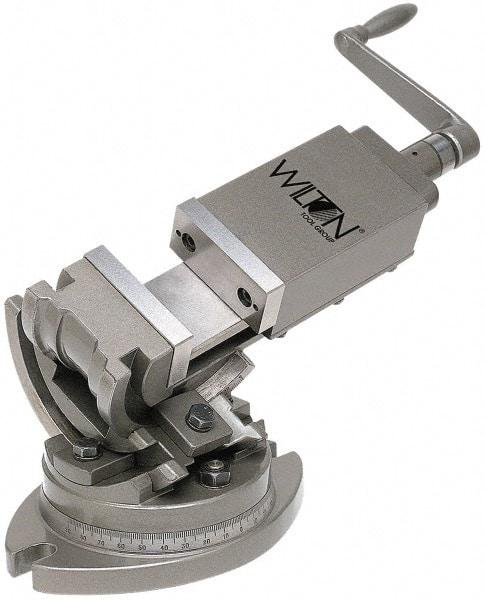 Wilton - 6" Jaw Width, 6" Jaw Opening Capacity, 3-Way Angle Swivel Machine Vise - Manual Operation, 1 Station, 19" Long x 13-1/4" High x 1-3/4" Deep, Alloy Steel - USA Tool & Supply