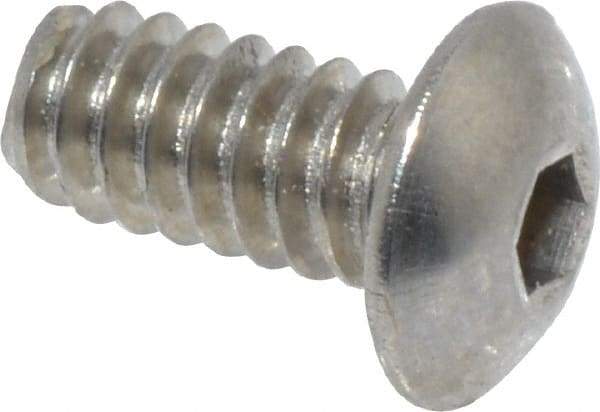Value Collection - #4-40 UNC Hex Socket Drive, Button Screw - Grade 18-8 Stainless Steel, Uncoated, Fully Threaded, 1/4" Length Under Head - USA Tool & Supply