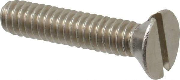 Value Collection - 1/4-20 UNC, 1-1/4" OAL Slotted Drive Machine Screw - Flat Head, Grade 18-8 Stainless Steel, Uncoated, Without Washer - USA Tool & Supply