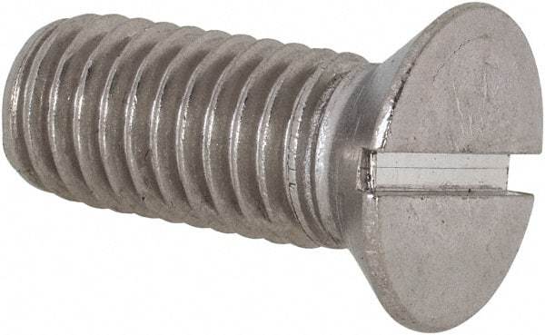 Value Collection - 1/2-13 UNC, 1-1/4" OAL Slotted Drive Machine Screw - Flat Head, Grade 18-8 Stainless Steel, Uncoated, Without Washer - USA Tool & Supply
