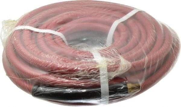Made in USA - 1/4" ID x 1/2" OD 50' Long Multipurpose Air Hose - MNPT x MNPT Ends, 300 Working psi, 1/4" Fitting, Red - USA Tool & Supply