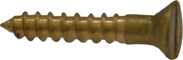 Value Collection - #4, 5/8" OAL, Slotted Drive, Flat Head Wood Screw - ASME B18.6.1, Brass - USA Tool & Supply