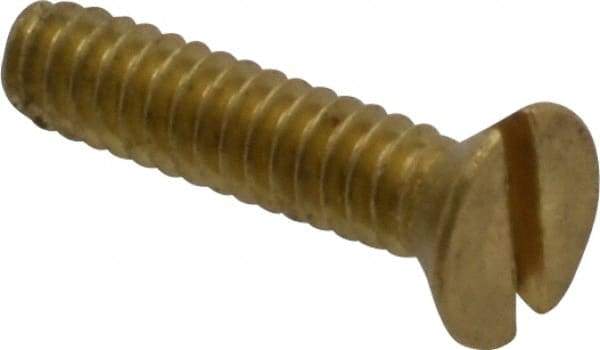 Value Collection - #4-40 UNC, 1/2" OAL Slotted Drive Machine Screw - Flat Head, Brass, Without Washer - USA Tool & Supply