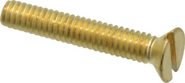 Value Collection - #8-32 UNC, 1" OAL Slotted Drive Machine Screw - Flat Head, Brass, Uncoated, Without Washer - USA Tool & Supply