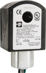 Parker - 24 Volt, 18 Coil Lead Length, Class F, Solenoid Coil - 9.5 Watt, NEMA 4X Enclosure, Use with Parker Skinner Gold Ring Series Valves - USA Tool & Supply