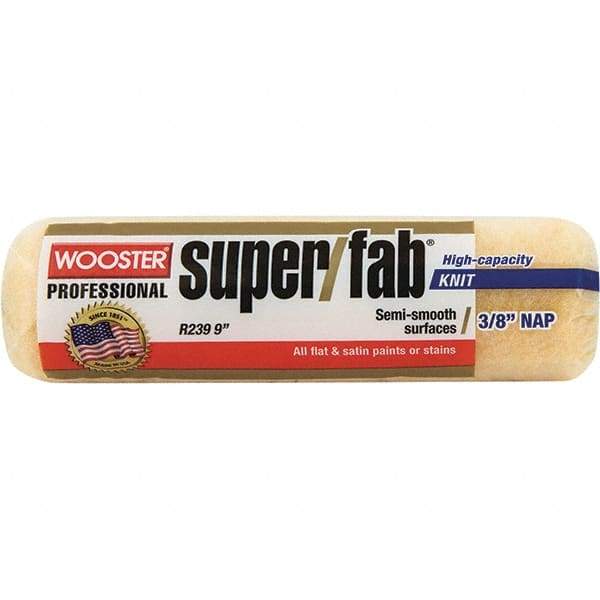 Wooster Brush - 3/8" Nap, 9" Wide Paint Roller - Medium Texture, Synthetic Knit - USA Tool & Supply
