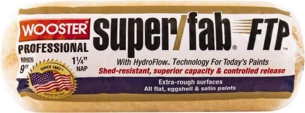 Wooster Brush - 1-1/4" Nap, 9" Wide Paint Roller - Extra-Rough Texture, Synthetic Knit - USA Tool & Supply
