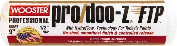 Wooster Brush - 1/2" Nap, 9" Wide Paint Roller - Semi-Rough Texture, Woven - USA Tool & Supply
