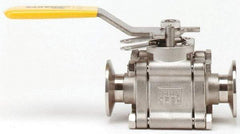 Sharpe Valves - 3" Pipe, Full Port, Stainless Steel Standard Ball Valve - 3 Piece, Inline - One Way Flow, Tube O.D. x Tube O.D. Ends, Locking Lever Handle, 720 WOG, 125 WSP - USA Tool & Supply
