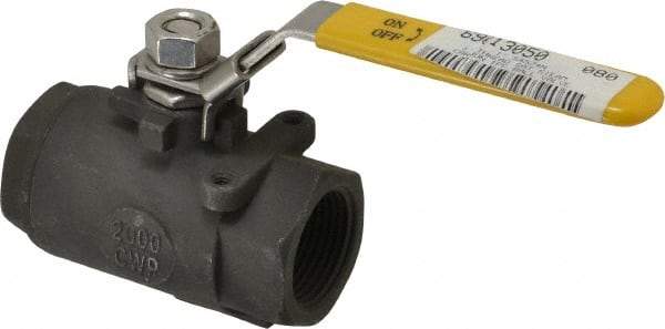 Sharpe Valves - 1" Pipe, Standard Port, Carbon Steel Steam Service Ball Valve - 1 Piece, Inline - One Way Flow, FNPT x FNPT Ends, Locking Lever Handle, 2,000 WOG, 250 WSP - USA Tool & Supply