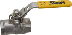 Sharpe Valves - 1/2" Pipe, Standard Port, Stainless Steel Steam Service Ball Valve - 1 Piece, Inline - One Way Flow, FNPT x FNPT Ends, Locking Lever Handle, 2,000 WOG, 250 WSP - USA Tool & Supply