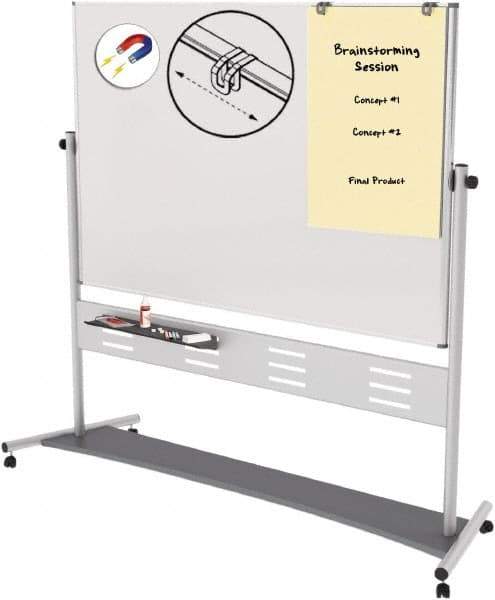 MasterVision - 48" High x 72" Wide Gold Ultra Enameled Steel Magnetic Marker Board - Aluminum Frame, 78-1/2" Deep - USA Tool & Supply