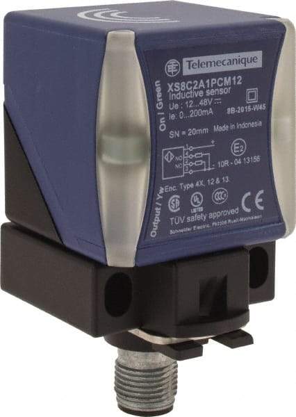 Telemecanique Sensors - PNP, NO/NC, 20mm Detection, Rectangular, Inductive Proximity Sensor - 3 Wires, IP65, IP67, IP69, 12 to 48 VDC, 40mm Long x 70mm Wide - USA Tool & Supply