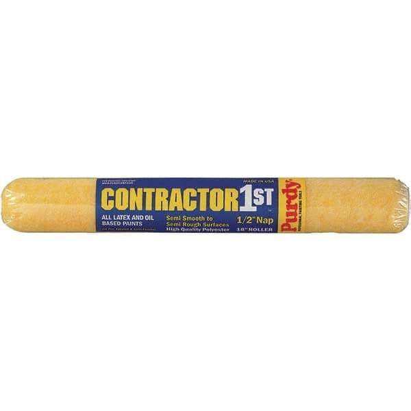 Purdy - 1/2" Nap, 18" Wide Paint Roller Cover - Smooth to Semi-Smooth Texture, Polyester - USA Tool & Supply