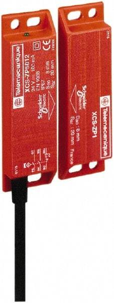 Telemecanique Sensors - NO/NC Configuration, 24 VDC, 100 Amp, Plastic Noncontact Safety Limit Switch - 5m Cable Length, 25mm Wide x 13mm Deep x 88mm High, IP66, IP67 Ingress Rating - USA Tool & Supply