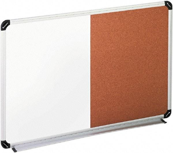 UNIVERSAL - 24" High x 36" Wide Cork/Melamine Dry Erase Board - Aluminum/Plastic Frame, 42-1/4" Deep, Includes Accessory Tray/Rail & Mounting Kit - USA Tool & Supply