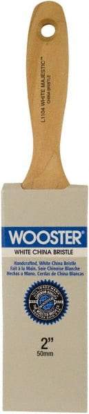 Wooster Brush - 2" Flat Hog Varnish Brush - 3-3/16" Bristle Length, 6-1/2" Maple Beavertail Handle - USA Tool & Supply
