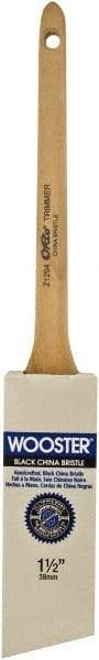 Wooster Brush - 1-1/2" Angled Hog Sash Brush - 2-3/16" Bristle Length, 7-7/8" Maple Rattail Handle - USA Tool & Supply
