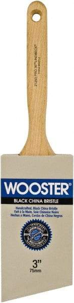 Wooster Brush - 3" Angled Hog Sash Brush - 2-15/16" Bristle Length, 7-7/8" Maple Fluted Handle - USA Tool & Supply
