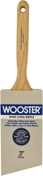 Wooster Brush - 3" Angled Hog Sash Brush - 3-7/16" Bristle Length, 8" Maple Fluted Handle - USA Tool & Supply