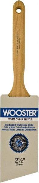 Wooster Brush - 2-1/2" Angled Hog Sash Brush - 3-3/16" Bristle Length, 7-7/8" Maple Fluted Handle - USA Tool & Supply