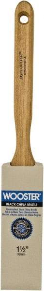 Wooster Brush - 1-1/2" Flat Hog Sash Brush - 2-11/16" Bristle Length, 5-1/8" Maple Fluted Handle - USA Tool & Supply