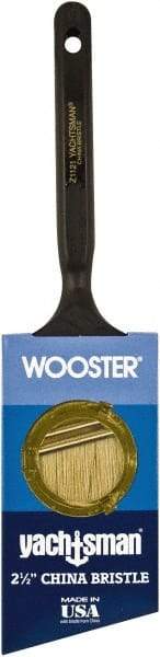Wooster Brush - 2-1/2" Angled Hog Sash Brush - 2-11/16" Bristle Length, 5-1/8" Plastic Fluted Handle - USA Tool & Supply