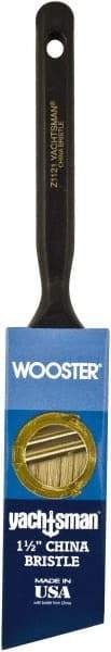 Wooster Brush - 1-1/2" Angled Hog Sash Brush - 2-3/16" Bristle Length, 6-1/4" Plastic Fluted Handle - USA Tool & Supply