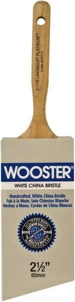 Wooster Brush - 2-1/2" Angled Hog Varnish Brush - 2-15/16" Bristle Length, 6-1/2" Maple Dowel Handle - USA Tool & Supply