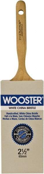 Wooster Brush - 2-1/2" Flat Hog Varnish Brush - 2-15/16" Bristle Length, 5-1/8" Maple Dowel Handle - USA Tool & Supply