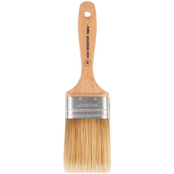 Wooster Brush - 2-1/2" Oval Synthetic Varnish Brush - 3-3/16" Bristle Length, 6-1/4" Maple Beavertail Handle - USA Tool & Supply