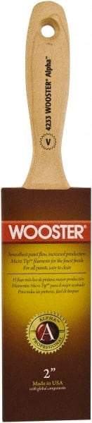 Wooster Brush - 2" Flat Synthetic Varnish Brush - 2-11/16" Bristle Length, 6-1/2" Maple Beavertail Handle - USA Tool & Supply