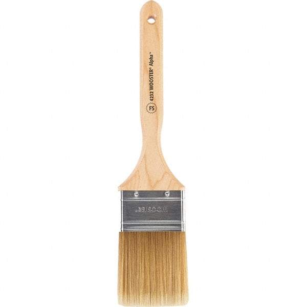 Wooster Brush - 2-1/2" Flat Synthetic Sash Brush - 2-15/16" Bristle Length, 7-7/8" Maple Fluted Handle - USA Tool & Supply