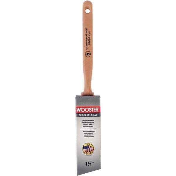 Wooster Brush - 1-1/2" Angled Synthetic Sash Brush - 2-7/16" Bristle Length, 7-7/8" Poly Foam Fluted Handle - USA Tool & Supply