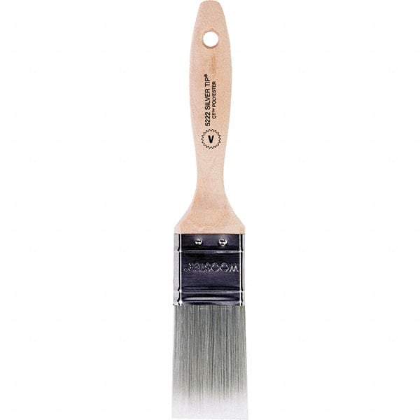 Wooster Brush - 1-1/2" Flat Synthetic Varnish Brush - 2-7/16" Bristle Length, 6-3/8" Wood Beavertail Handle - USA Tool & Supply