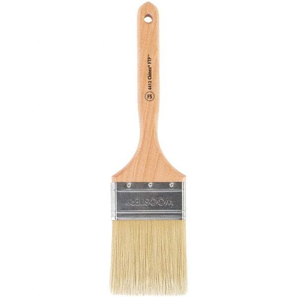 Wooster Brush - 3" Flat Synthetic Sash Brush - 3-3/16" Bristle Length, 7-7/8" Maple Fluted Handle - USA Tool & Supply