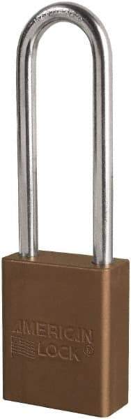 American Lock - Keyed Different Conductive Lockout Padlock - 3" Shackle Clearance, 1/4" Shackle Diam, 1.8" Body Height x 3/4" Body Width, Brown, 6 Pins - USA Tool & Supply