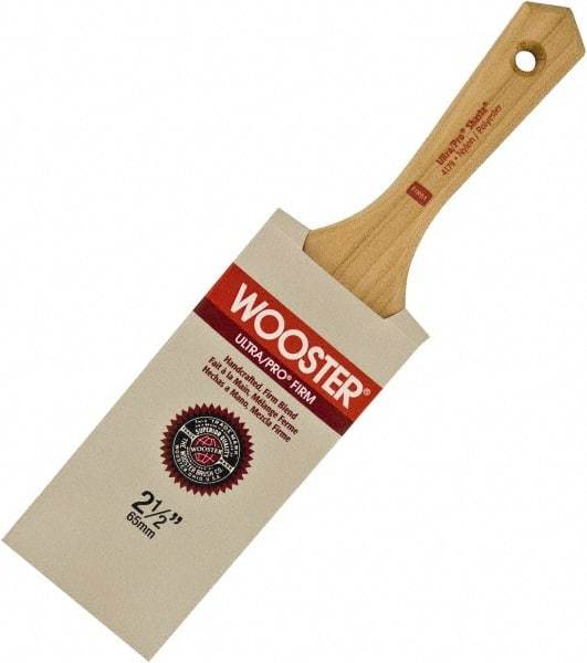 Wooster Brush - 3-1/2" Flat Nylon/Polyester Varnish Brush - 3-11/16" Bristle Length, 5-1/2" Maple Beavertail Handle - USA Tool & Supply